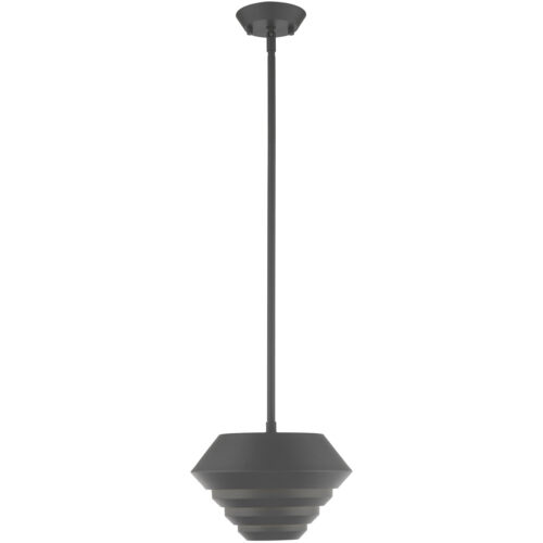 1 Light Scandinavian Gray Mini Pendant with Scandinavian Gray Sculptured Metal Shade Shade-Lighting LumensPendant Lights