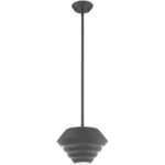 1 Light Scandinavian Gray Mini Pendant with Scandinavian Gray Sculptured Metal Shade Shade-Lighting LumensPendant Lights