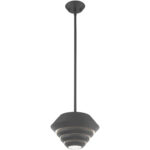 1 Light Scandinavian Gray Mini Pendant with Scandinavian Gray Sculptured Metal Shade Shade-Lighting LumensPendant Lights