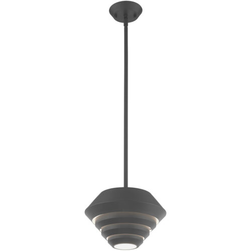 1 Light Scandinavian Gray Mini Pendant with Scandinavian Gray Sculptured Metal Shade Shade-Lighting LumensPendant Lights