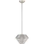 1 Light Brushed Nickel Mini Pendant with Brushed Nickel Sculptured Metal Shade Shade-Lighting LumensPendant Lights