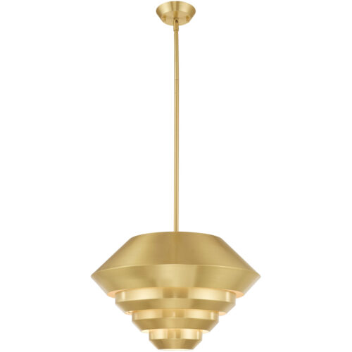 1 Light Satin Brass Mini Pendant with Satin Brass Sculptured Metal Shade Shade-Lighting LumensPendant Lights