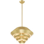 1 Light Satin Brass Mini Pendant with Satin Brass Sculptured Metal Shade Shade-Lighting LumensPendant Lights