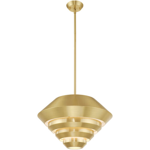 1 Light Satin Brass Mini Pendant with Satin Brass Sculptured Metal Shade Shade-Lighting LumensPendant Lights