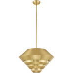 1 Light Satin Brass Mini Pendant with Satin Brass Sculptured Metal Shade Shade-Lighting LumensPendant Lights