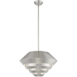 1 Light Brushed Nickel Mini Pendant with Brushed Nickel Sculptured Metal Shade Shade-Lighting LumensPendant Lights