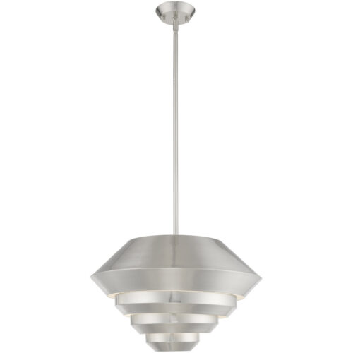 1 Light Brushed Nickel Mini Pendant with Brushed Nickel Sculptured Metal Shade Shade-Lighting LumensPendant Lights