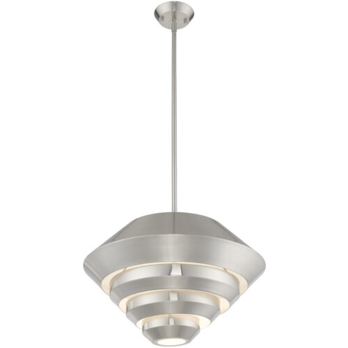 1 Light Brushed Nickel Mini Pendant with Brushed Nickel Sculptured Metal Shade Shade-Lighting LumensPendant Lights