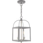 8 inch 2 Light Nordic Gray Convertible Mini Pendant/Ceiling Light fixture with Clear Glass Shade-Lighting LumensPendant Lights