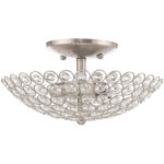 2 Light Brushed Nickel Ceiling Light fixture with Steel base material-Lighting LumensFlush Mount Ceiling Lights