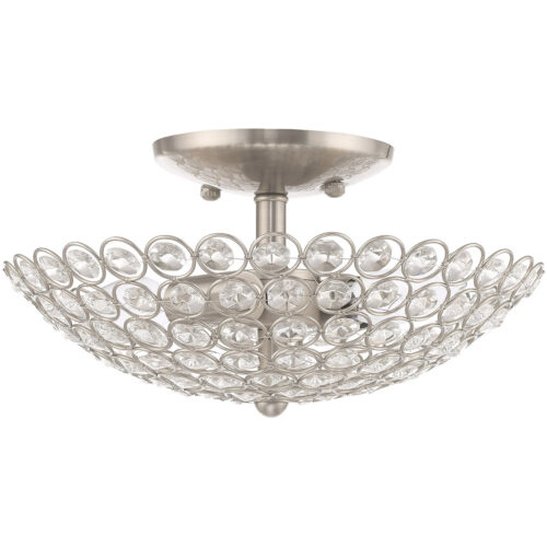 2 Light Brushed Nickel Ceiling Light fixture with Steel base material-Lighting LumensFlush Mount Ceiling Lights