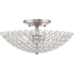 2 Light Brushed Nickel Ceiling Light fixture with Steel base material-Lighting LumensFlush Mount Ceiling Lights