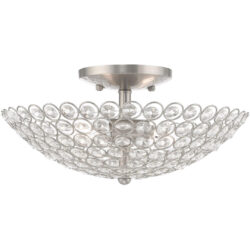 2 Light Brushed Nickel Ceiling Light fixture with Steel base material-Lighting LumensFlush Mount Ceiling Lights