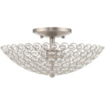 2 Light Brushed Nickel Ceiling Light fixture with Steel base material-Lighting LumensFlush Mount Ceiling Lights