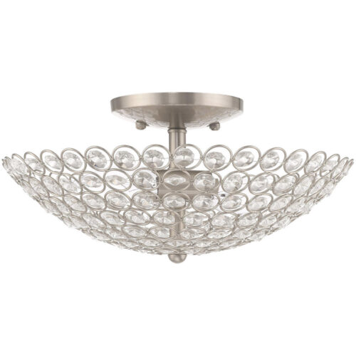 2 Light Brushed Nickel Ceiling Light fixture with Steel base material-Lighting LumensFlush Mount Ceiling Lights