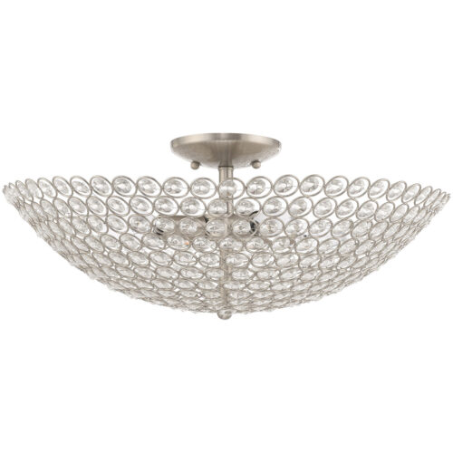 4 Light Brushed Nickel Ceiling Light fixture with Steel base material-Lighting LumensFlush Mount Ceiling Lights