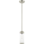 1 Light Brushed Nickel Mini Pendant with Clear Glass Shade-Lighting LumensPendant Lights