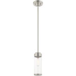 1 Light Brushed Nickel Mini Pendant with Clear Glass Shade-Lighting LumensPendant Lights