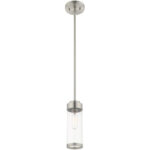 1 Light Brushed Nickel Mini Pendant with Clear Glass Shade-Lighting LumensPendant Lights