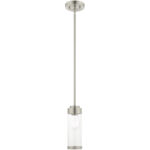 1 Light Brushed Nickel Mini Pendant with Clear Glass Shade-Lighting LumensPendant Lights