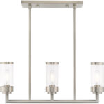 5 inch 3 Light Brushed Nickel Linear Chandelier with Clear Glass Shade-Lighting LumensChandeliers