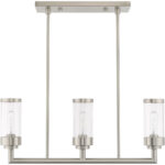 5 inch 3 Light Brushed Nickel Linear Chandelier with Clear Glass Shade-Lighting LumensChandeliers