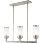 5 inch 3 Light Brushed Nickel Linear Chandelier with Clear Glass Shade-Lighting LumensChandeliers