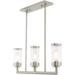 5 inch 3 Light Brushed Nickel Linear Chandelier with Clear Glass Shade-Lighting LumensChandeliers