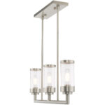 5 inch 3 Light Brushed Nickel Linear Chandelier with Clear Glass Shade-Lighting LumensChandeliers