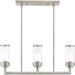 5 inch 3 Light Brushed Nickel Linear Chandelier with Clear Glass Shade-Lighting LumensChandeliers