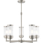 5 Light Brushed Nickel Chandelier with Clear Glass Shade-Lighting LumensChandeliers