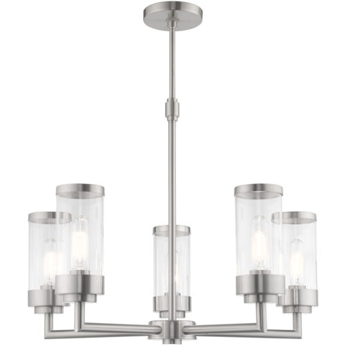 5 Light Brushed Nickel Chandelier with Clear Glass Shade-Lighting LumensChandeliers