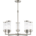 5 Light Brushed Nickel Chandelier with Clear Glass Shade-Lighting LumensChandeliers