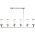 5 inch 6 Light Brushed Nickel Linear Chandelier with Clear Glass Shade-Lighting LumensChandeliers