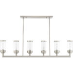 5 inch 6 Light Brushed Nickel Linear Chandelier with Clear Glass Shade-Lighting LumensChandeliers