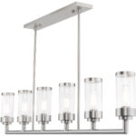 5 inch 6 Light Brushed Nickel Linear Chandelier with Clear Glass Shade-Lighting LumensChandeliers