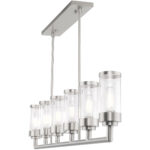 5 inch 6 Light Brushed Nickel Linear Chandelier with Clear Glass Shade-Lighting LumensChandeliers