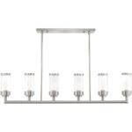 5 inch 6 Light Brushed Nickel Linear Chandelier with Clear Glass Shade-Lighting LumensChandeliers