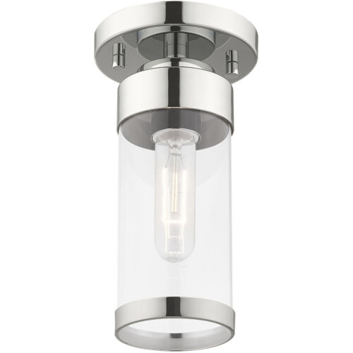 1 Light Polished Chrome Ceiling Light fixture with Clear Glass Shade-Lighting LumensFlush Mount Ceiling Lights