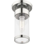 1 Light Polished Chrome Ceiling Light fixture with Clear Glass Shade-Lighting LumensFlush Mount Ceiling Lights