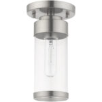 1 Light Brushed Nickel Ceiling Light fixture with Clear Glass Shade-Lighting LumensFlush Mount Ceiling Lights