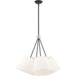 4 Light Black Shaded Chandelier with Hand Crafted Off White Fabric Hardback Shade-Lighting LumensChandeliers