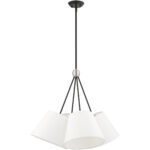 4 Light Black Shaded Chandelier with Hand Crafted Off White Fabric Hardback Shade-Lighting LumensChandeliers