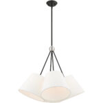 4 Light Black Shaded Chandelier with Hand Crafted Off White Fabric Hardback Shade-Lighting LumensChandeliers