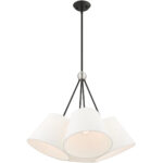 4 Light Black Shaded Chandelier with Hand Crafted Off White Fabric Hardback Shade-Lighting LumensChandeliers