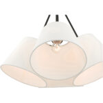 4 Light Black Shaded Chandelier with Hand Crafted Off White Fabric Hardback Shade-Lighting LumensChandeliers