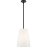 1 Light Black Shaded Chandelier with Hand Crafted Off White Fabric Hardback Shade-Lighting LumensChandeliers