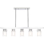 4.5 inch 5 Light Polished Chrome Linear Chandelier with Hand Blown Clear Seeded Glass Shade-Lighting LumensChandeliers