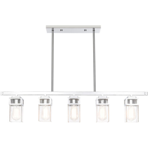 4.5 inch 5 Light Polished Chrome Linear Chandelier with Hand Blown Clear Seeded Glass Shade-Lighting LumensChandeliers