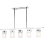 4.5 inch 5 Light Polished Chrome Linear Chandelier with Hand Blown Clear Seeded Glass Shade-Lighting LumensChandeliers